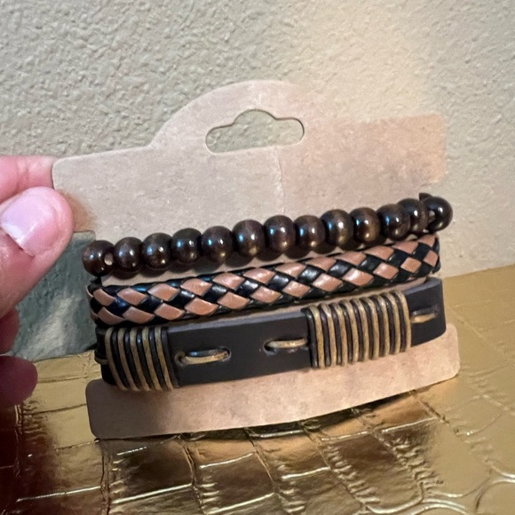 unbranded Other - Men's Brown and Black Bracelet Set 3 pc